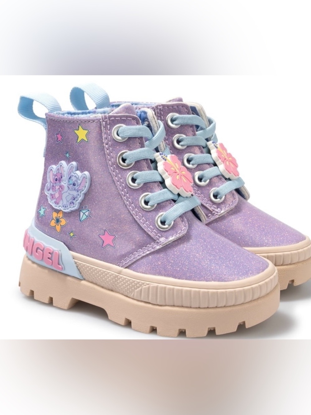 BRAND NEW Disney Stitch Kids Purple Glitter High-Top Sneakers Size 10